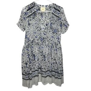 Maeve Anthropologie Sheer Mini Swing Morning Glory Dress Size 4